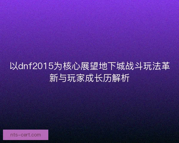 以dnf2015为核心展望地下城战斗玩法革新与玩家成长历解析